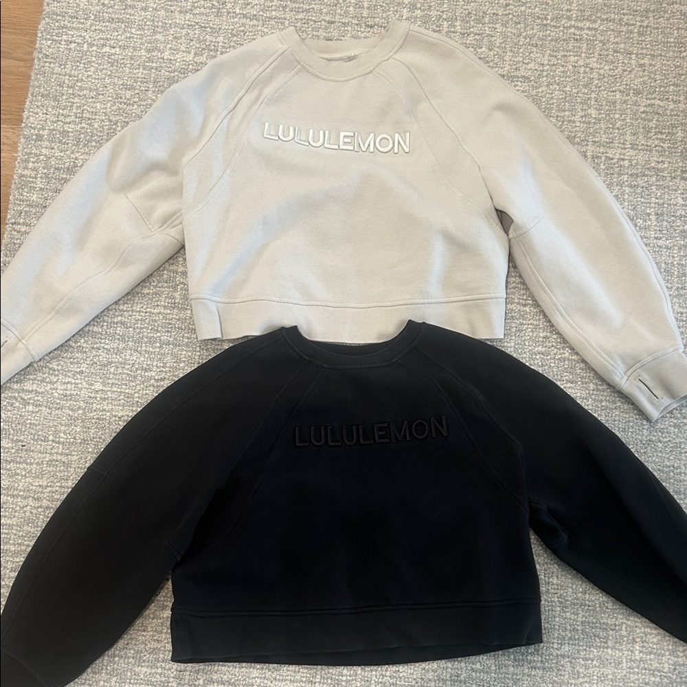 lululemon athletica Women's Cream and Black scuba oversized sweatshirt